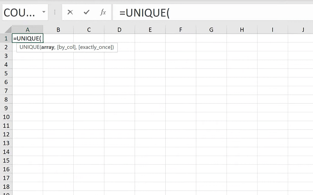 count distinct values in excel