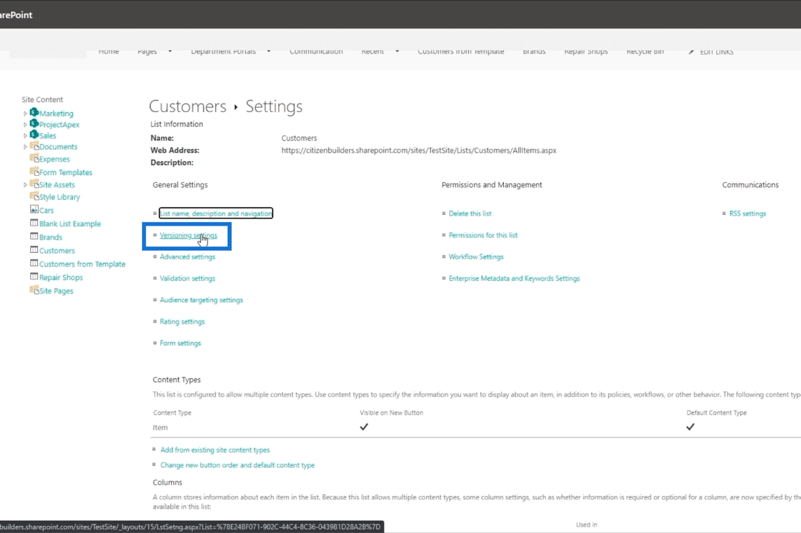 version history in sharepoint