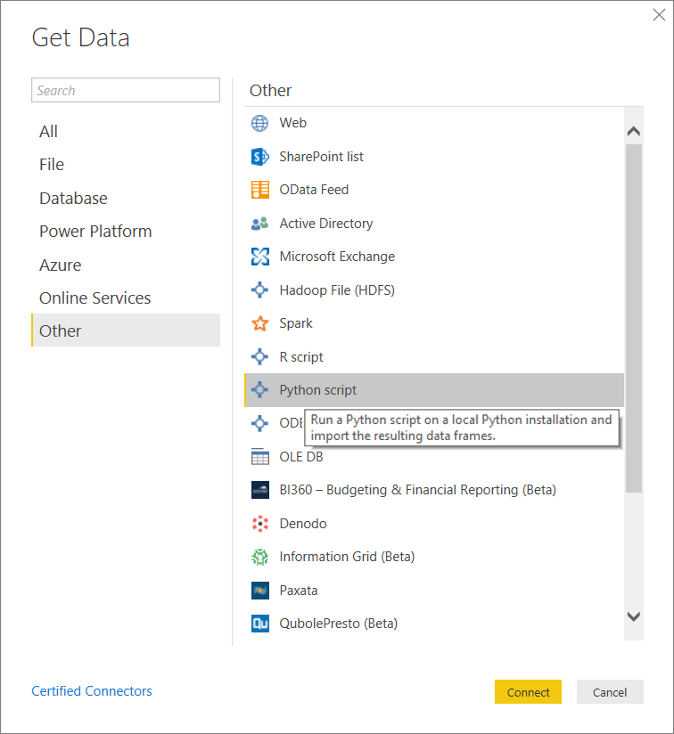 how to use python script in power bi