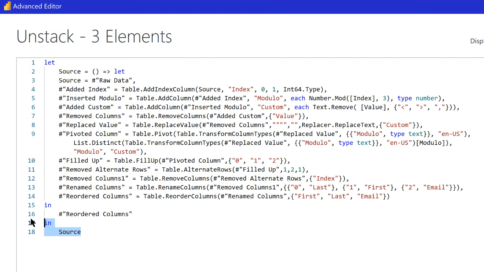 power bi custom query