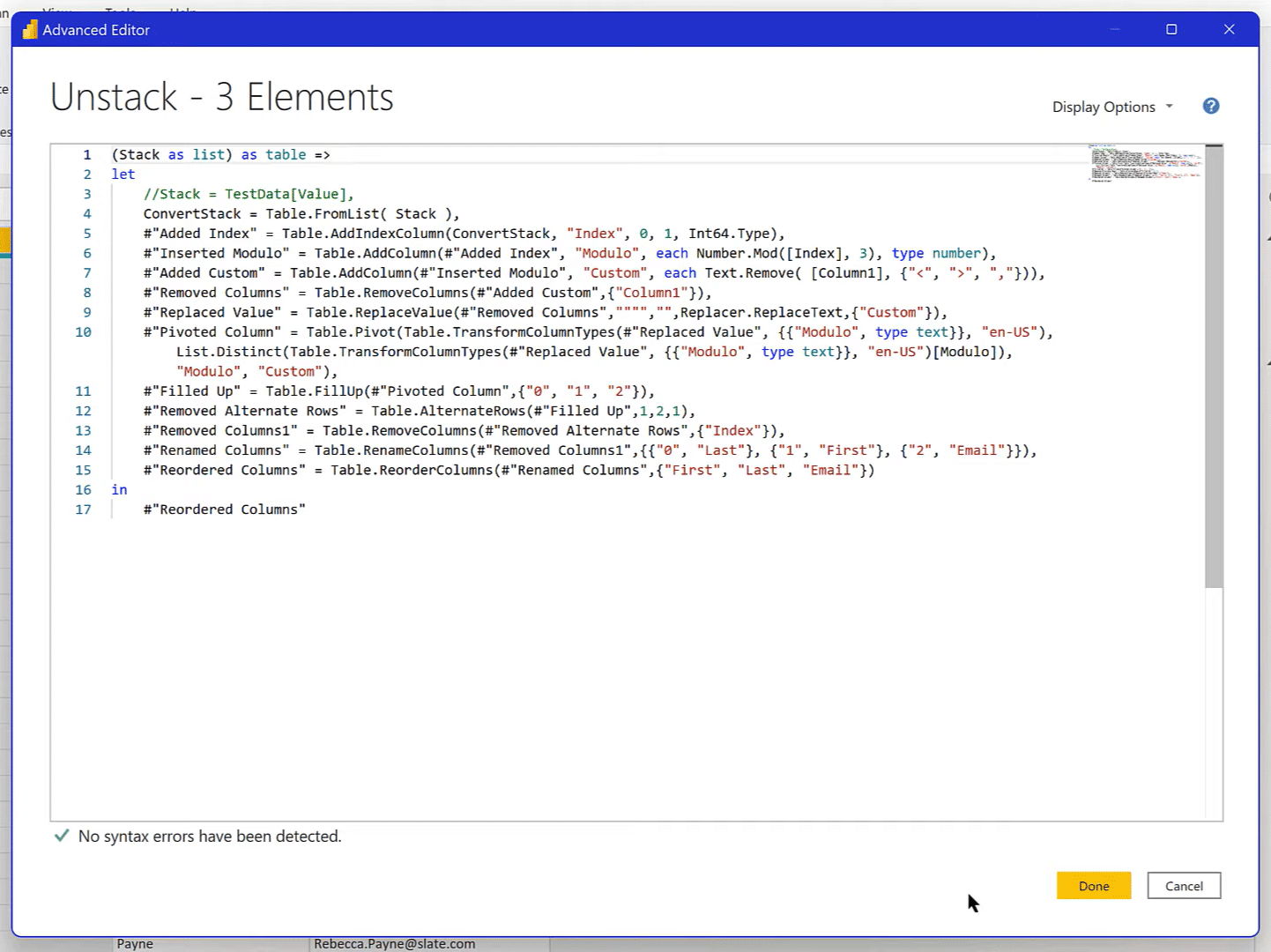 power bi custom query