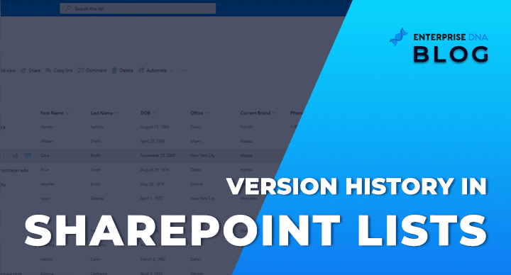 Version History In SharePoint Lists