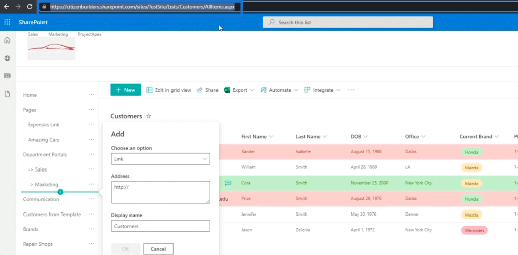 Adding SharePoint List Navigation | Master Data Skills + AI