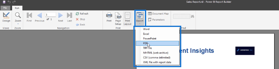 create paginated report