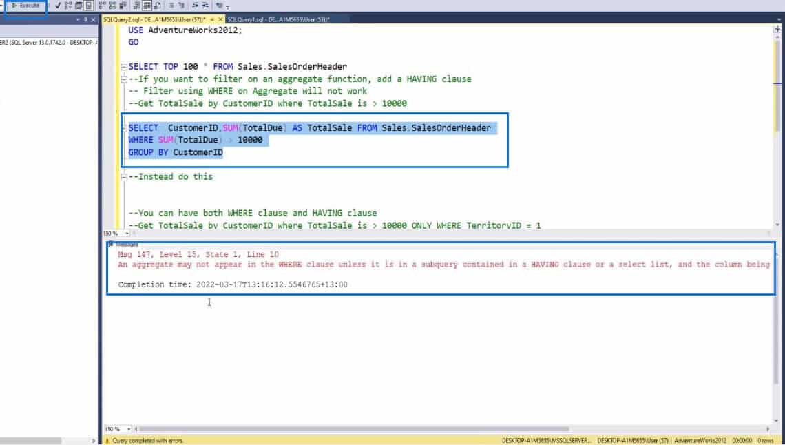 Having Clause In Sql Aggregate Functions Master Data Skills Ai 1079