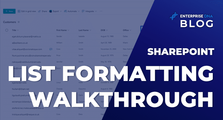 SharePoint List Formatting Walkthrough