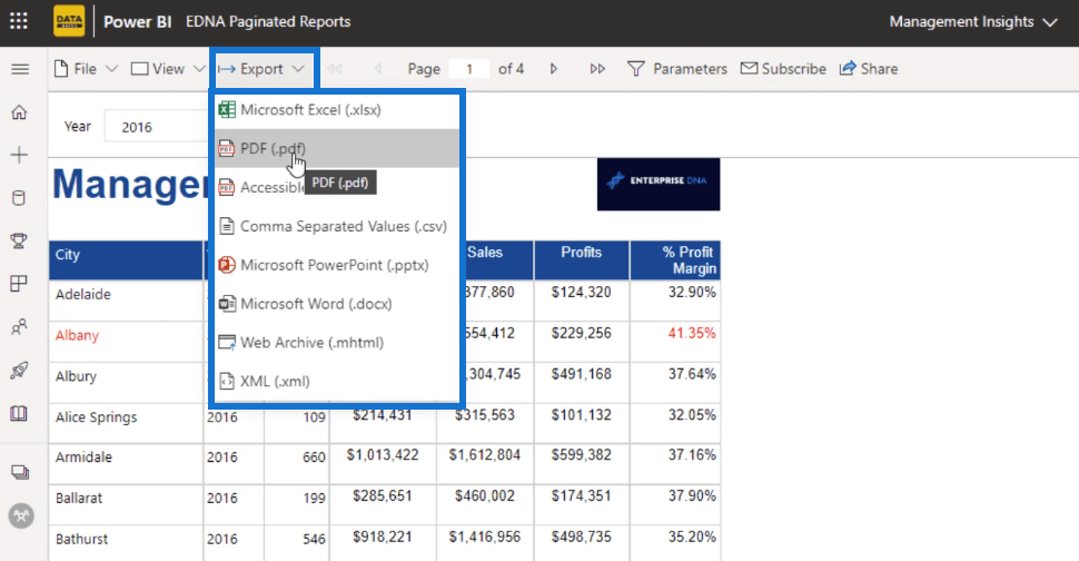 publish paginated report Power BI