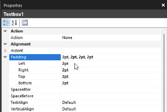 option to adjust the padding of specific cells