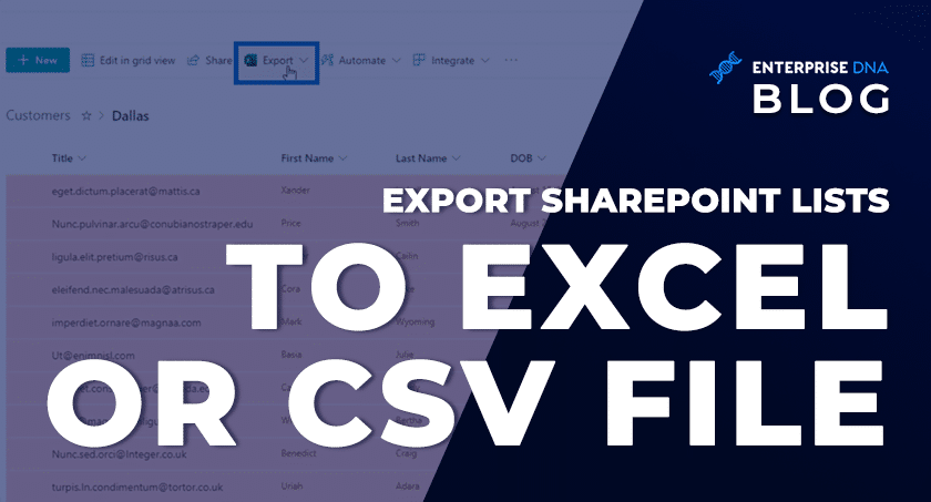 Export SharePoint Lists To Excel Or CSV File