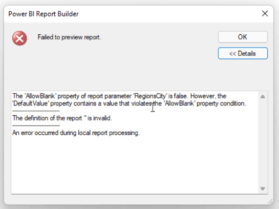 parameter report builder