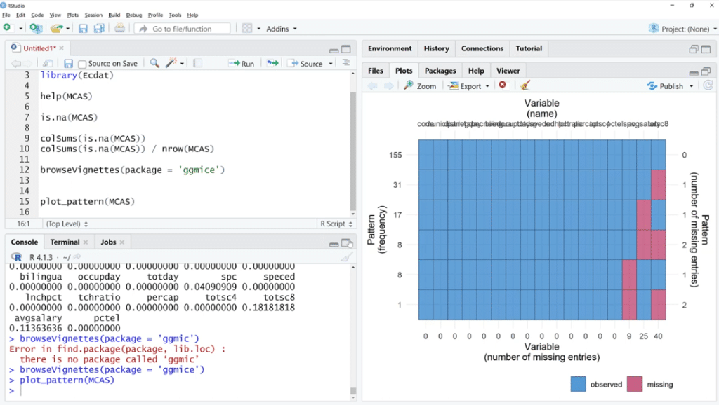 visualizing missing data in R