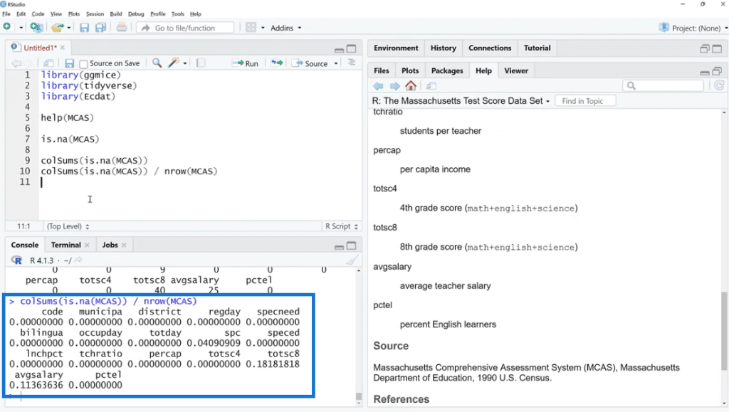 visualizing missing data in R