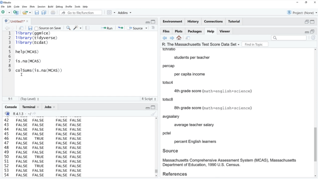 visualizing missing data in R