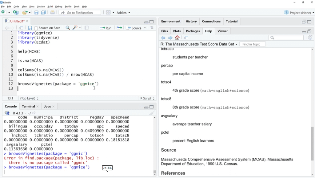 visualizing missing data in R