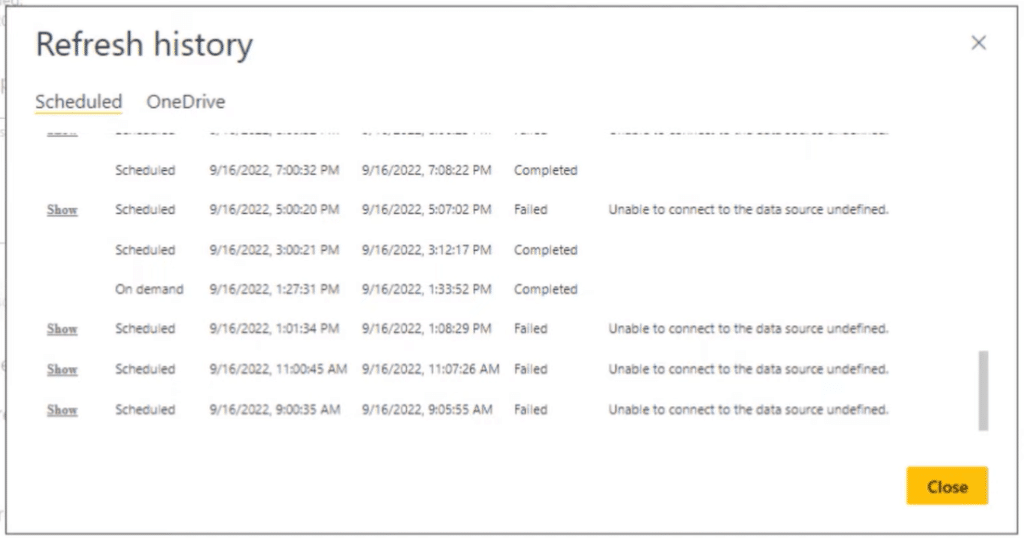 refresh Power BI