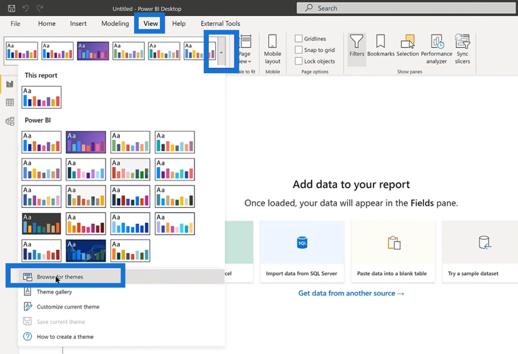 Importing Power BI Themes