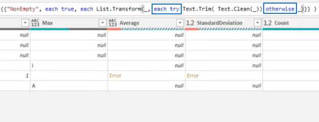 Text.Trim function to remove empty columns in Power BI