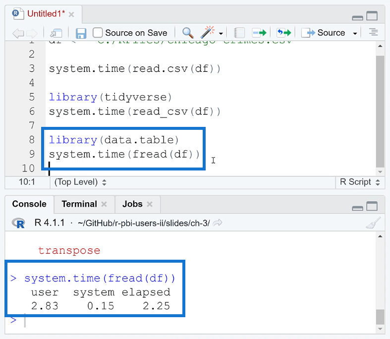 performance in R