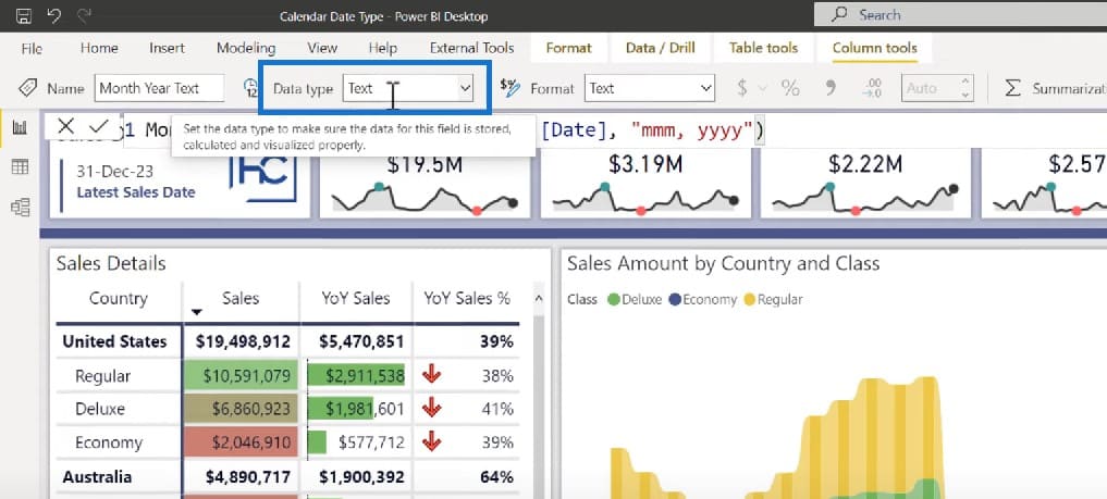 calendar table in Power BI