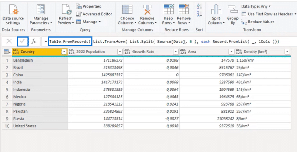 Power Query Transform Column to Table