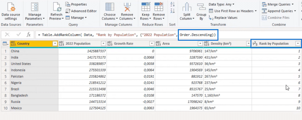 Power Query Transform Column to Reordered Table