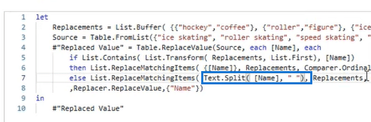 Power BI Replace Text in Column with Text.Split