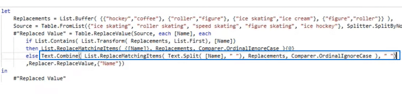 Power BI Replace Text in Column with Text.Combine