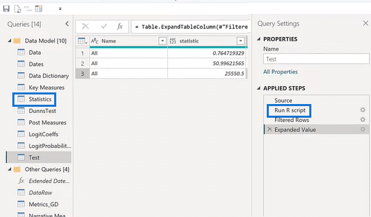 Power BI Statistical Analysis Applied Steps