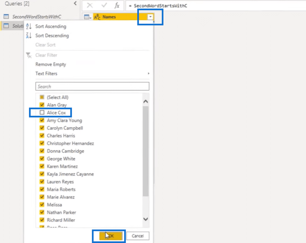 Power Query filter: Dummy Filter