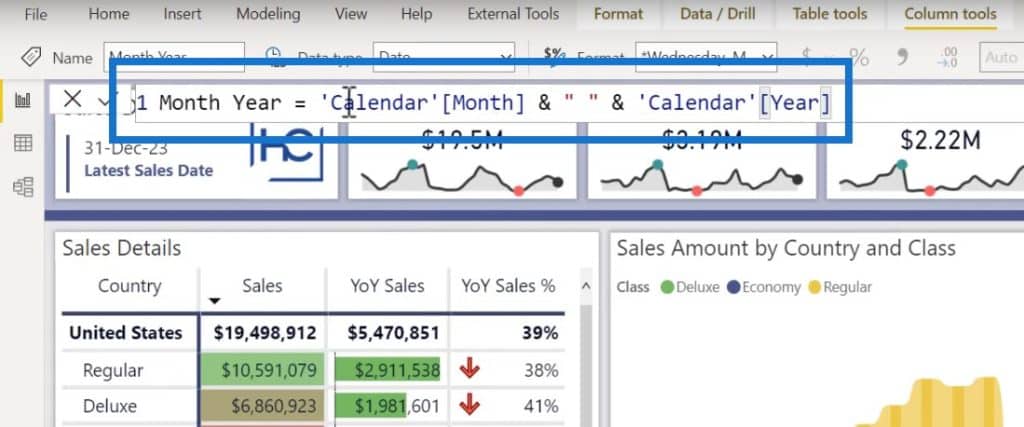 calendar table in Power BI