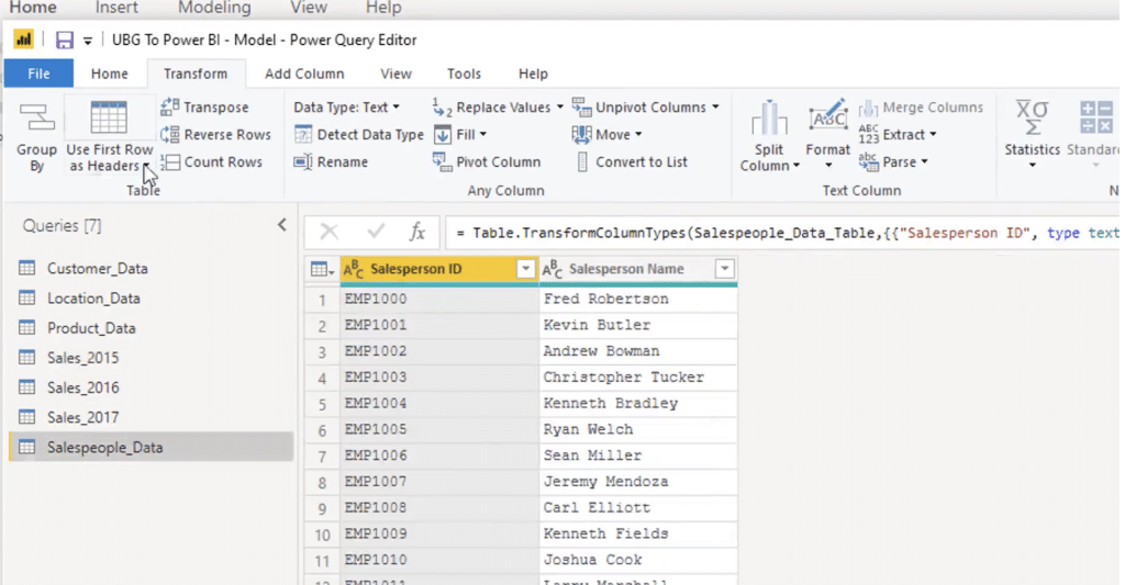 power bi data list