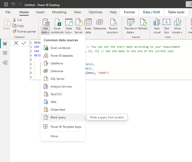 Microsoft Power BI Desktop Date Table Using Power Query editor