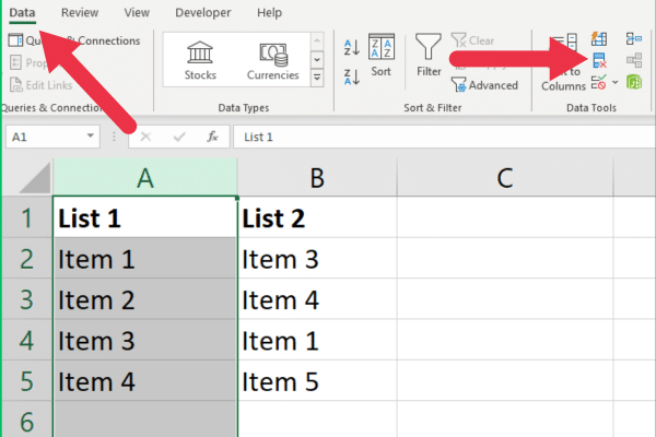 Excel remove duplicates