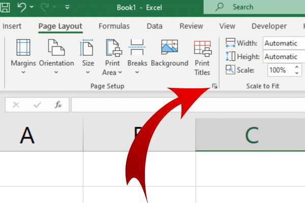 Excel page setup dialog box