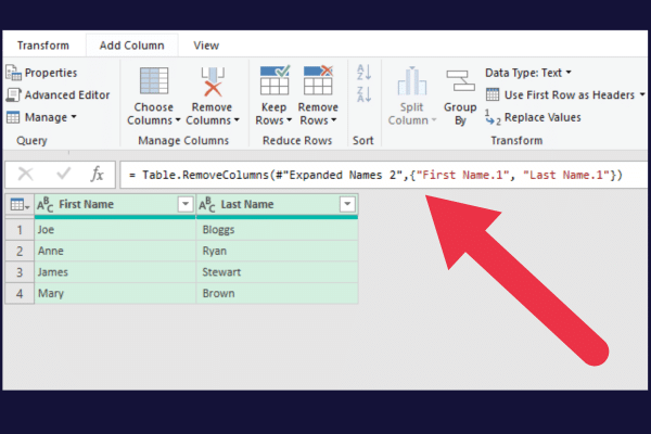 power query editor formula bar