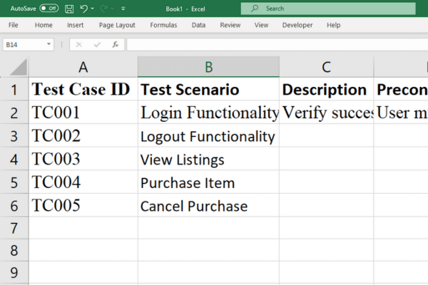 how to write test cases in excel