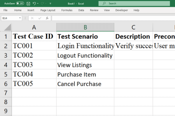 excel test template