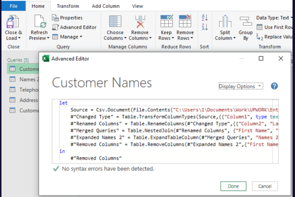 M code in advanced editor