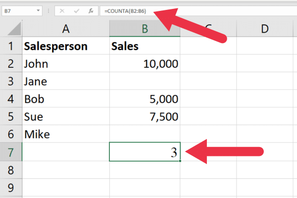 how to count non blank cells in Excel