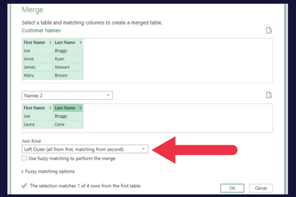 merge tables with power query