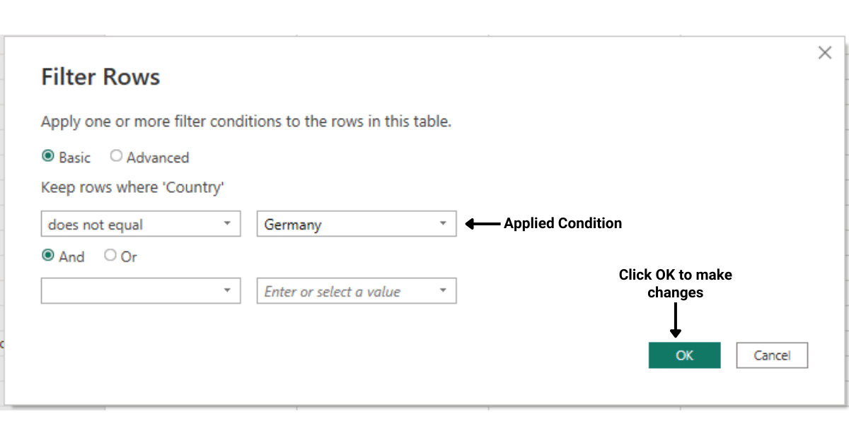 Applying a filter on country column