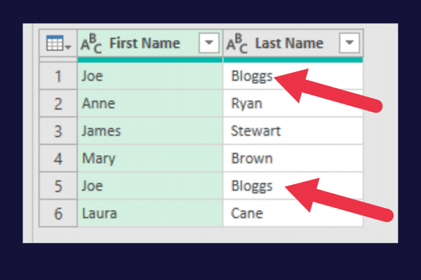 power query appended table