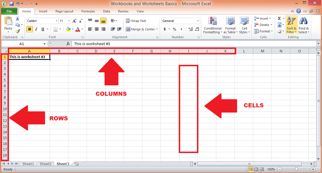 Cells, rows, and columns in Excel
