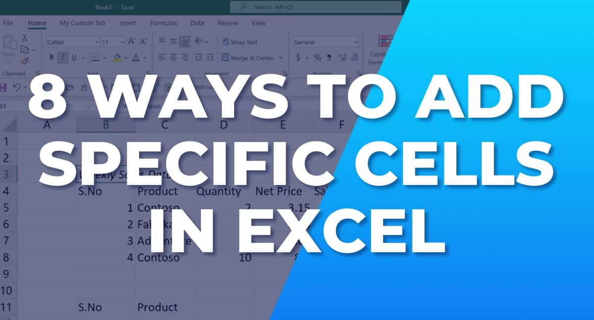 8 ways how to add specific cells in excel