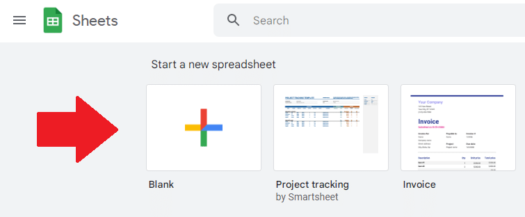 Create a new blank Google Sheet spreadsheet