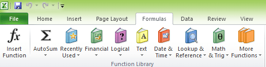 Some of the formulas available in Microsoft Excel. 