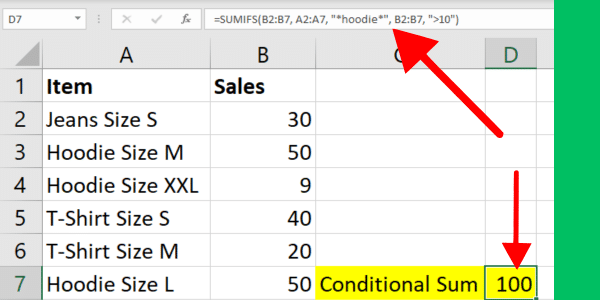 SumIfs function with multiple conditions