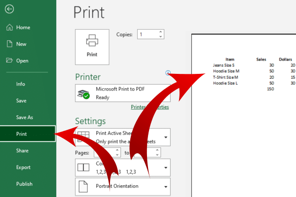 print preview box in Excel