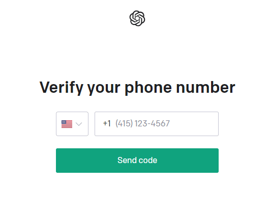 Input your phone number and then enter the code ChatGPT will send via SMS