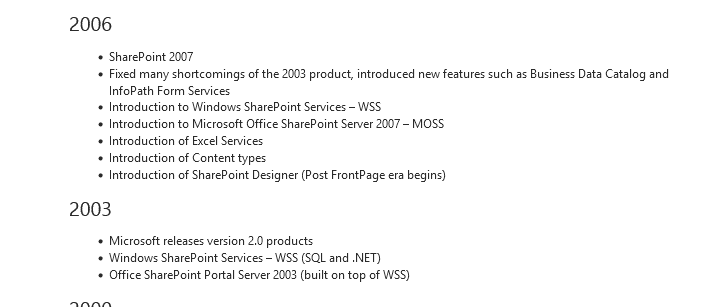 A snapshot of the release years of some popular Microsoft products. Source: Microsoft